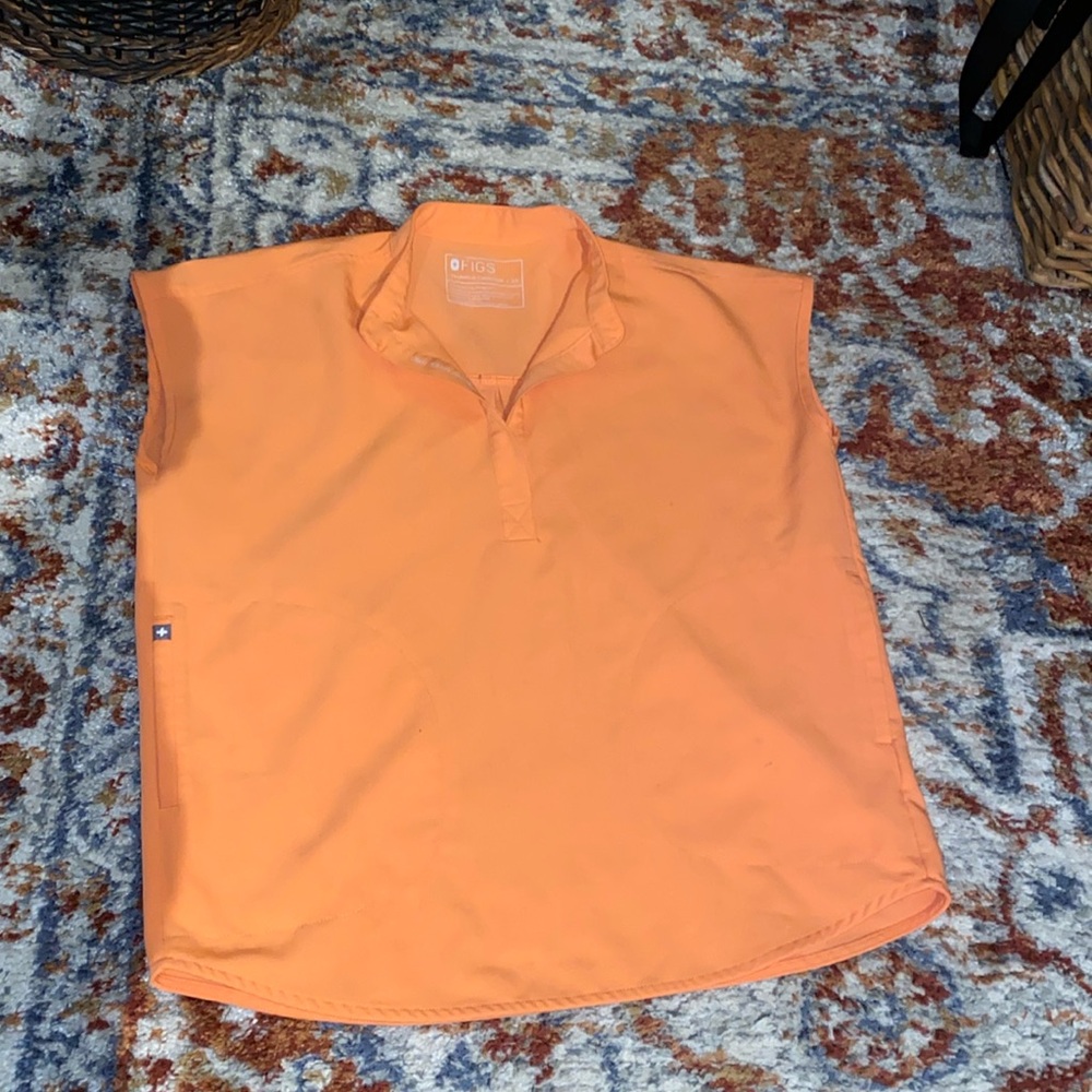 Figs Women's Orange Sleeveless Scrub Top